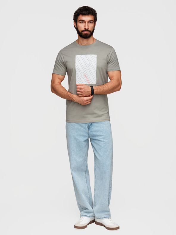 Ombre Clothing Férfi pamut pólóing geometrikus nyomattal - szürke V3 OM-TSPT-0259 Ombre Clothing