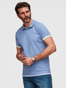 Ombre Clothing Férfi pamut póló kontraszt szegéllyel - kék V3 OM-POSS-0170 Ombre Clothing
