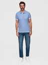 Ombre Clothing Férfi pamut póló kontraszt szegéllyel - kék V3 OM-POSS-0170 Ombre Clothing