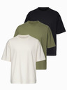 Ombre Clothing Pólók OM-TSBC-0291 - fekete/fehér/világos olíva Ombre Clothing