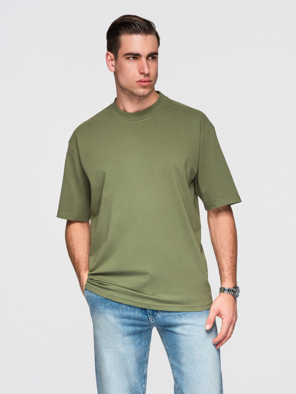 Ombre Clothing Pólók OM-TSBC-0291 - fekete/fehér/világos olíva Ombre Clothing