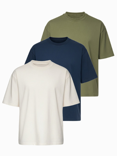Ombre Clothing Pólók OM-TSBC-0291 - off white/halványan olíva/tengerészkék Ombre Clothing