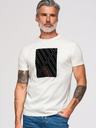 Ombre Clothing Férfi pamut pólók geometrikus nyomattal - fehér V1 OM-TSPT-0259 Ombre Clothing