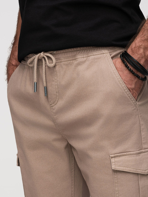 Ombre Clothing Férfi JOGGERY nadrág cipzáras cargo zsebbel - bézs V2 OM-PAJO-0290 Ombre Clothing