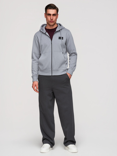 Ombre Clothing Férfi cipzáros kapucnis pulóver felvarrással - szürke V1 OM-SSZP-0256 Ombre Clothing