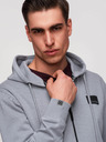 Ombre Clothing Férfi cipzáros kapucnis pulóver felvarrással - szürke V1 OM-SSZP-0256 Ombre Clothing