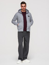 Ombre Clothing Férfi cipzáros kapucnis pulóver felvarrással - szürke V1 OM-SSZP-0256 Ombre Clothing