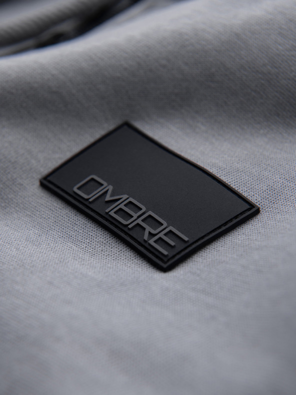 Ombre Clothing Férfi cipzáros kapucnis pulóver felvarrással - szürke V1 OM-SSZP-0256 Ombre Clothing