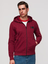 Ombre Clothing Férfi kapucnis pulóver gomb nélkül és felvarrással - piros V3 OM-SSZP-0256 Ombre Clothing