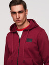 Ombre Clothing Férfi kapucnis pulóver gomb nélkül és felvarrással - piros V3 OM-SSZP-0256 Ombre Clothing