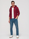 Ombre Clothing Férfi kapucnis pulóver gomb nélkül és felvarrással - piros V3 OM-SSZP-0256 Ombre Clothing