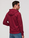Ombre Clothing Férfi kapucnis pulóver gomb nélkül és felvarrással - piros V3 OM-SSZP-0256 Ombre Clothing
