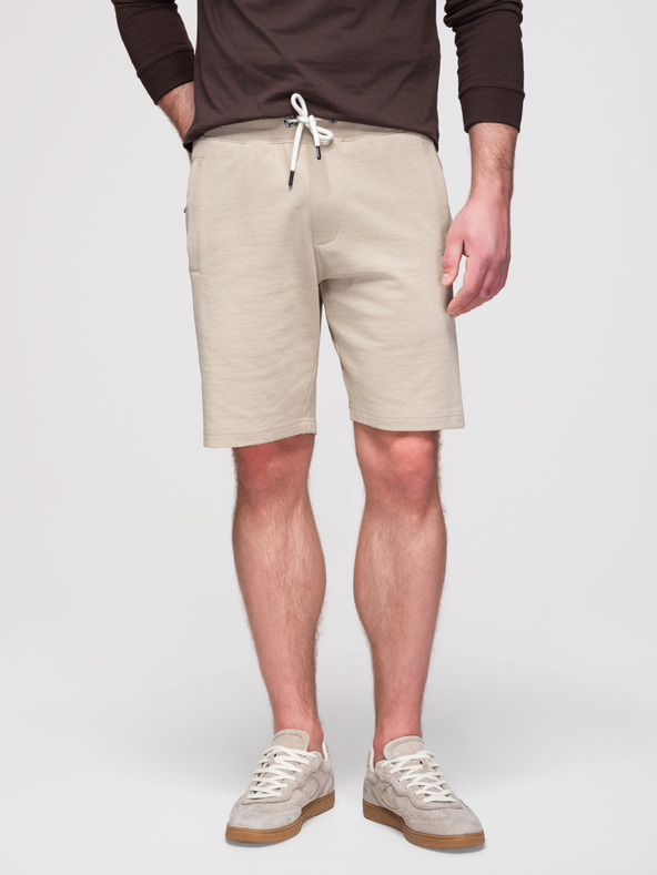 Ombre Clothing Férfi pamut rövidnadrág zsinórral és zsebbel - világos bézs V1 OM-SRBS-0205 Ombre Clothing