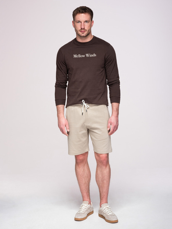 Ombre Clothing Férfi pamut rövidnadrág zsinórral és zsebbel - világos bézs V1 OM-SRBS-0205 Ombre Clothing