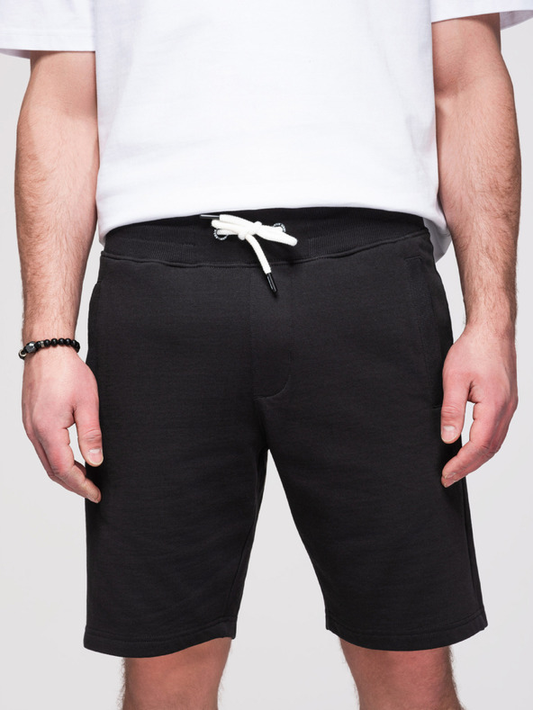 Ombre Clothing Férfi pamut rövidnadrág húzózsinórral és zsebbel - fekete V5 OM-SRBS-0205 Ombre Clothing