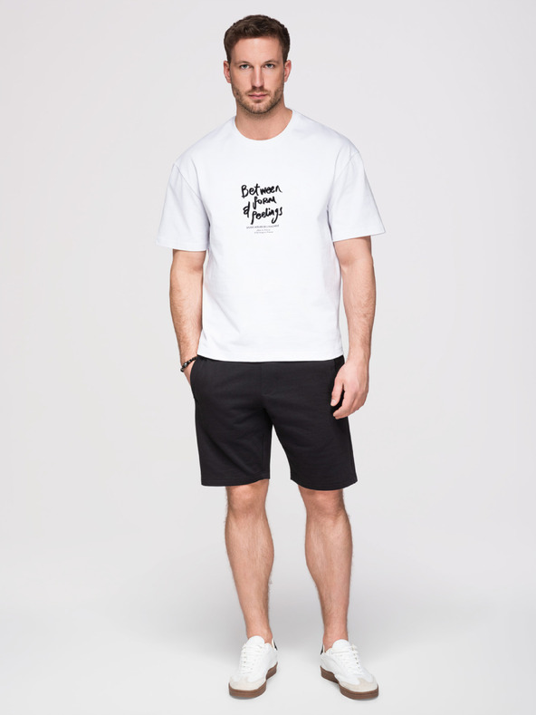 Ombre Clothing Férfi pamut rövidnadrág húzózsinórral és zsebbel - fekete V5 OM-SRBS-0205 Ombre Clothing