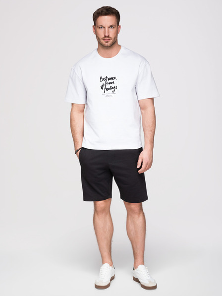 Ombre Clothing Férfi pamut rövidnadrág húzózsinórral és zsebbel - fekete V5 OM-SRBS-0205 Ombre Clothing