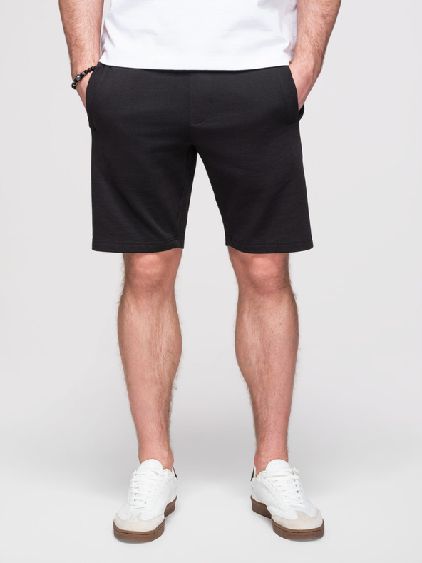 Ombre Clothing Férfi pamut rövidnadrág húzózsinórral és zsebbel - fekete V5 OM-SRBS-0205 Ombre Clothing
