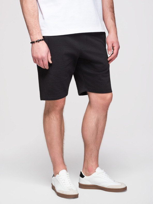 Ombre Clothing Férfi pamut rövidnadrág húzózsinórral és zsebbel - fekete V5 OM-SRBS-0205 Ombre Clothing