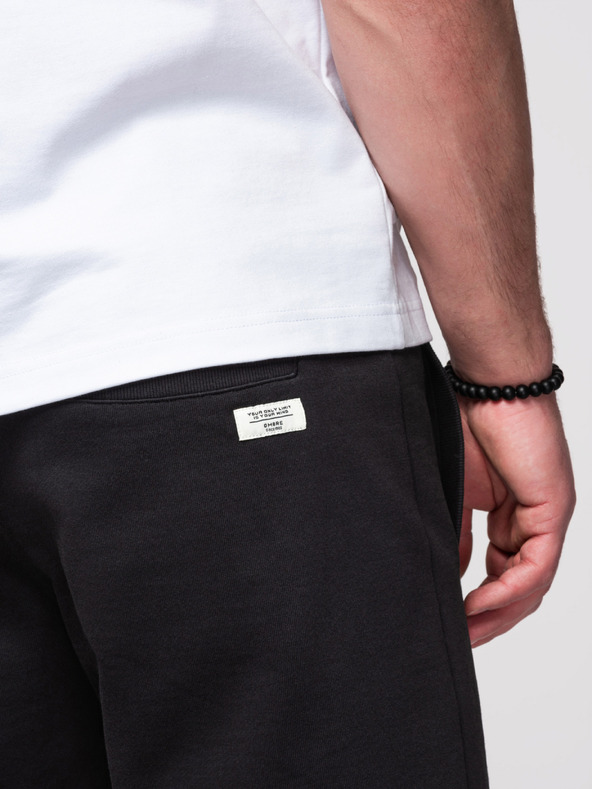 Ombre Clothing Férfi pamut rövidnadrág húzózsinórral és zsebbel - fekete V5 OM-SRBS-0205 Ombre Clothing