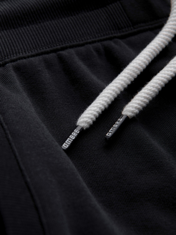 Ombre Clothing Férfi pamut rövidnadrág húzózsinórral és zsebbel - fekete V5 OM-SRBS-0205 Ombre Clothing