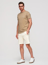 Ombre Clothing Férfi pamut rövidnadrág szegéllyel és zsebbel - krém V12 OM-SRBS-0205 Ombre Clothing