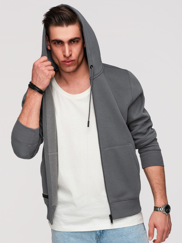 Ombre Clothing Férfi pamut BASIC cipzáras pulóver Ombre Clothing