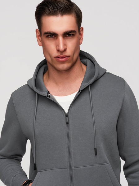 Ombre Clothing Férfi pamut BASIC cipzáras pulóver Ombre Clothing