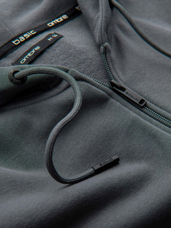 Ombre Clothing Férfi pamut BASIC cipzáras pulóver Ombre Clothing