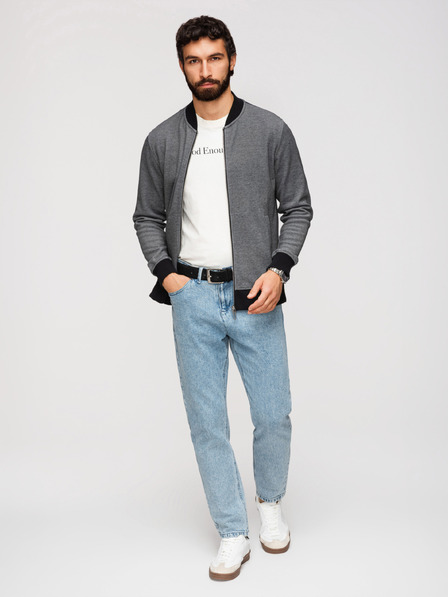 Ombre Clothing Férfi kötött bomber dzseki - fekete