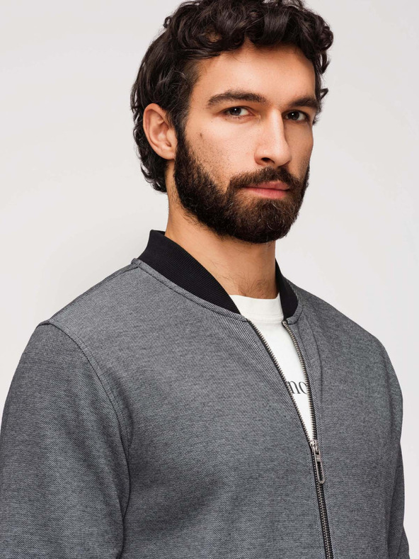 Ombre Clothing Férfi kötött bomber dzseki - fekete