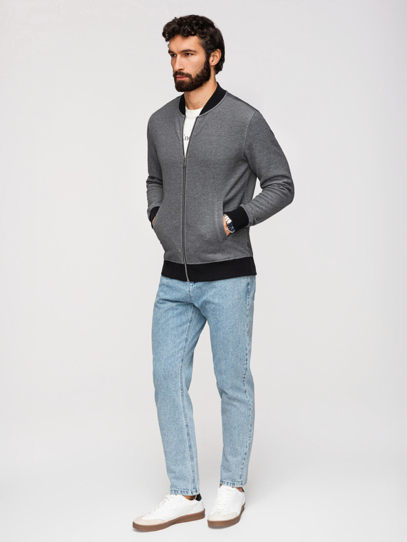Ombre Clothing Férfi kötött bomber dzseki - fekete