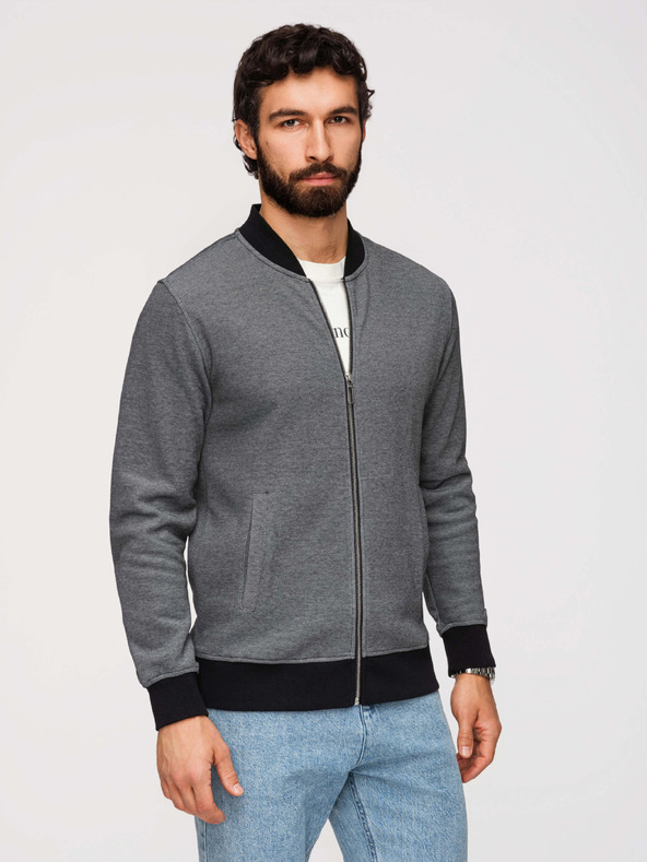 Ombre Clothing Férfi kötött bomber dzseki - fekete