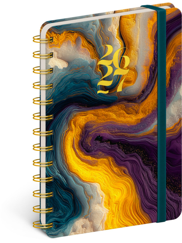 NOTIQUE NOTIQUE Spirális 18 hónapos naptár Petito – Színes achát 2026/2027, 13 x 18 cm