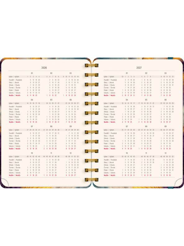 NOTIQUE NOTIQUE Spirális 18 hónapos naptár Petito – Színes achát 2026/2027, 13 x 18 cm