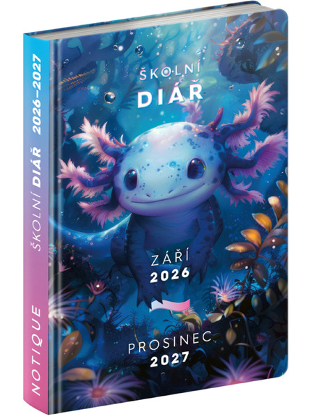 NOTIQUE NOTIQUE Iskolai naptár Axolotl (szeptember 2026 – december 2027), 9,8 x 14,5 cm