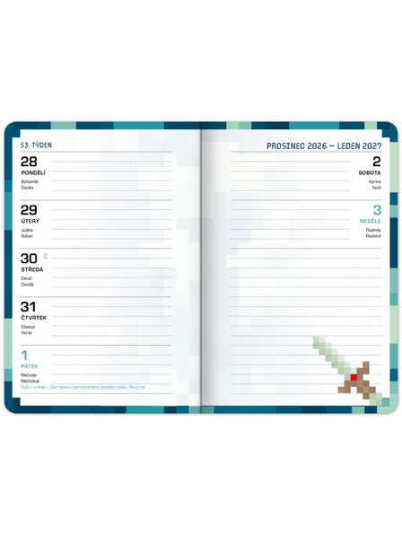NOTIQUE NOTIQUE Iskolai naptár Gamer (szeptember 2026 – december 2027), 9,8 x 14,5 cm