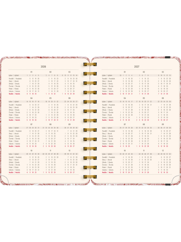 NOTIQUE NOTIQUE Spirális 18 hónapos naptár Petito – Felhők 2026/2027, 13 x 18 cm