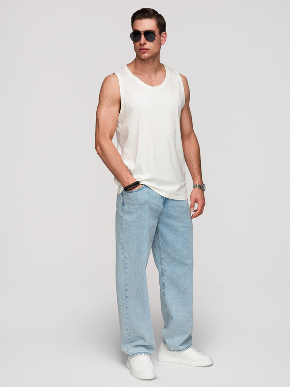 Ombre Clothing Férfi pamutbetét BASIC - fehér V1 OM-TSBT-0272 Ombre Clothing