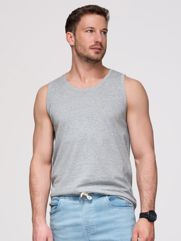 Ombre Clothing Férfi pamutbetét BASIC - szürke melanzs V2 OM-TSBT-0272 Ombre Clothing