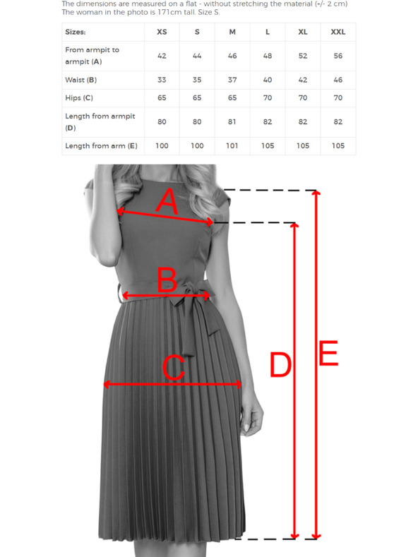numoco LILA Klasszikus pliszírozott rövid ujjú ruha övvel - világoskék
