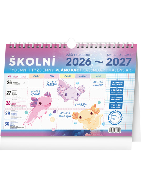 NOTIQUE NOTIQUE Iskolai tervező naptár horoggal 2027, 30 x 21 cm