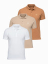 Ombre Clothing Férfi pamut pólóing BASIC - fehér/fehér/világosbarna V6 OM-POBS-0171 Ombre Clothing