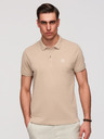 Ombre Clothing Férfi pamut pólóing BASIC - fehér/fehér/világosbarna V6 OM-POBS-0171 Ombre Clothing