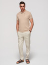 Ombre Clothing Férfi pamut pólóing BASIC - fehér/fehér/világosbarna V6 OM-POBS-0171 Ombre Clothing