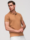 Ombre Clothing Férfi pamut pólóing BASIC - fehér/fehér/világosbarna V6 OM-POBS-0171 Ombre Clothing