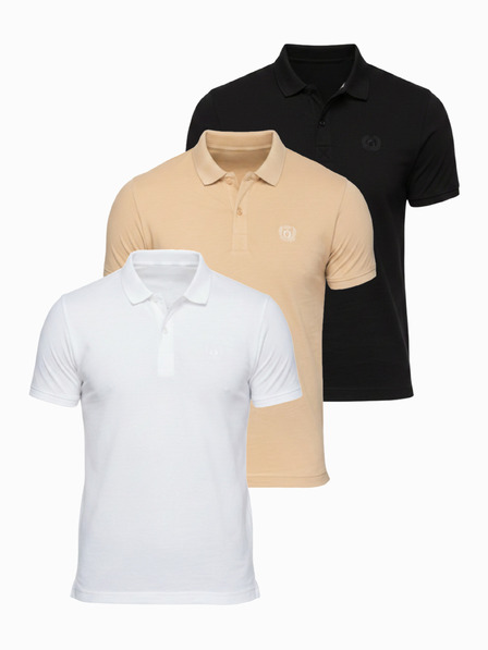 Ombre Clothing Férfi pamut pólóing BASIC - fekete/fehér/bézs V7 OM-POBS-0171 Ombre Clothing