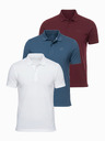 Ombre Clothing Férfi pamut pólóing BASIC - fehér/barna/sötétkék V4 OM-POBS-0171 Ombre Clothing