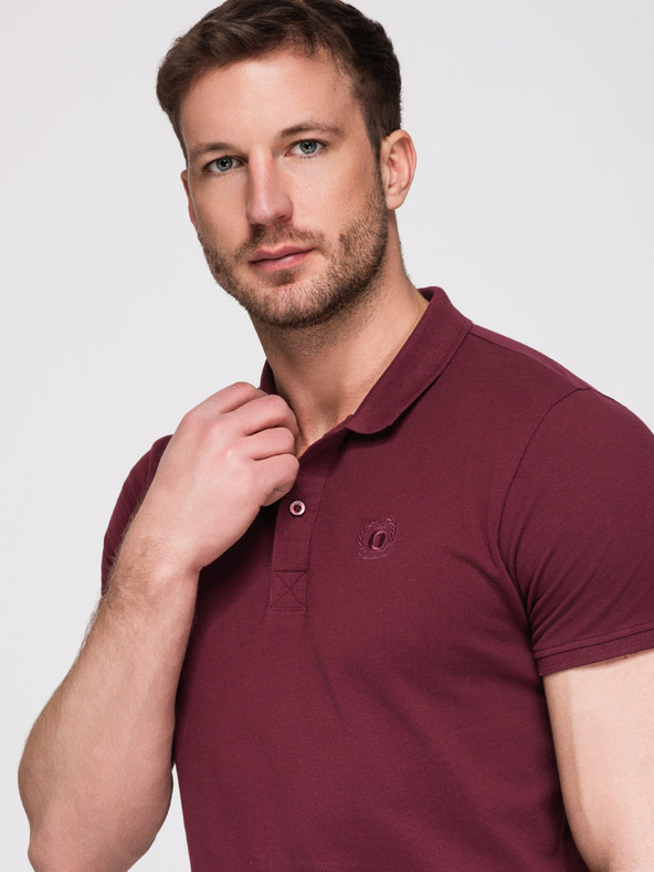 Ombre Clothing Férfi pamut pólóing BASIC - fehér/barna/sötétkék V4 OM-POBS-0171 Ombre Clothing