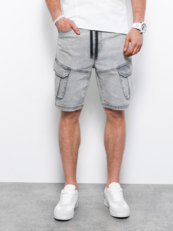Ombre Clothing Világosszürke férfi farmer rövidnadrág Ombre Clothing W362